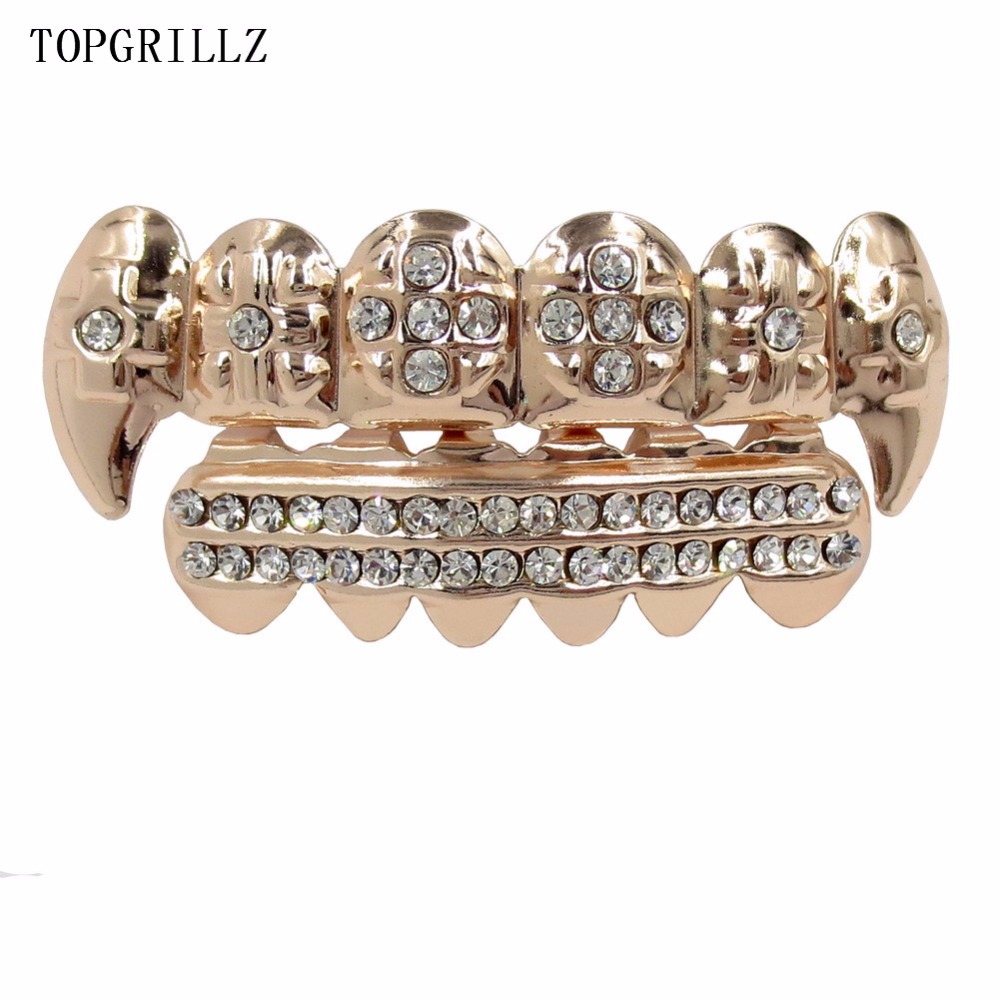 Body Jewelry Real Gold - TOPGRILLZ prawdziwa róża złoto kolorowy platerowany