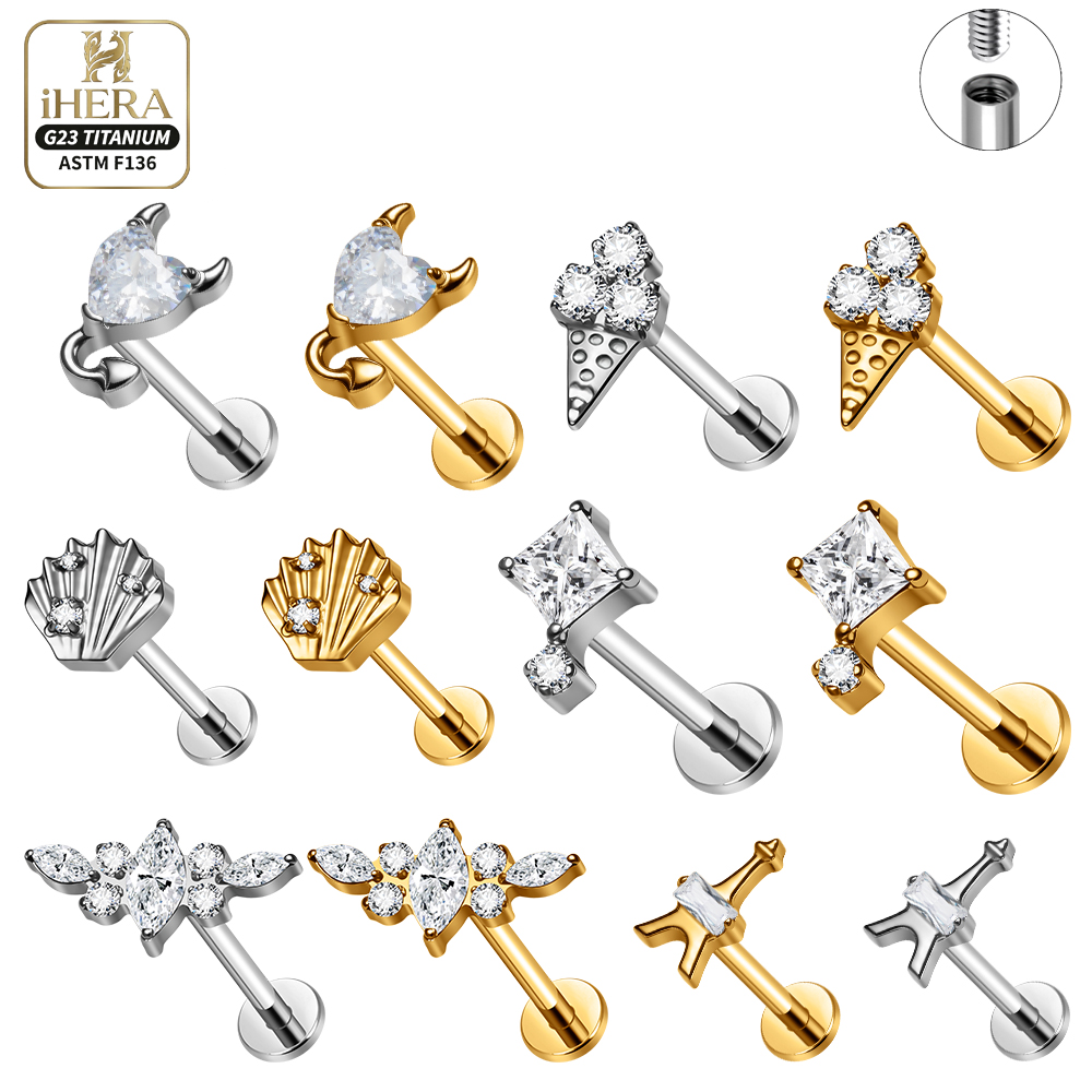 Body Jewelry Vertical Labret - Kolczyki z tytanu F136 do piercingu: