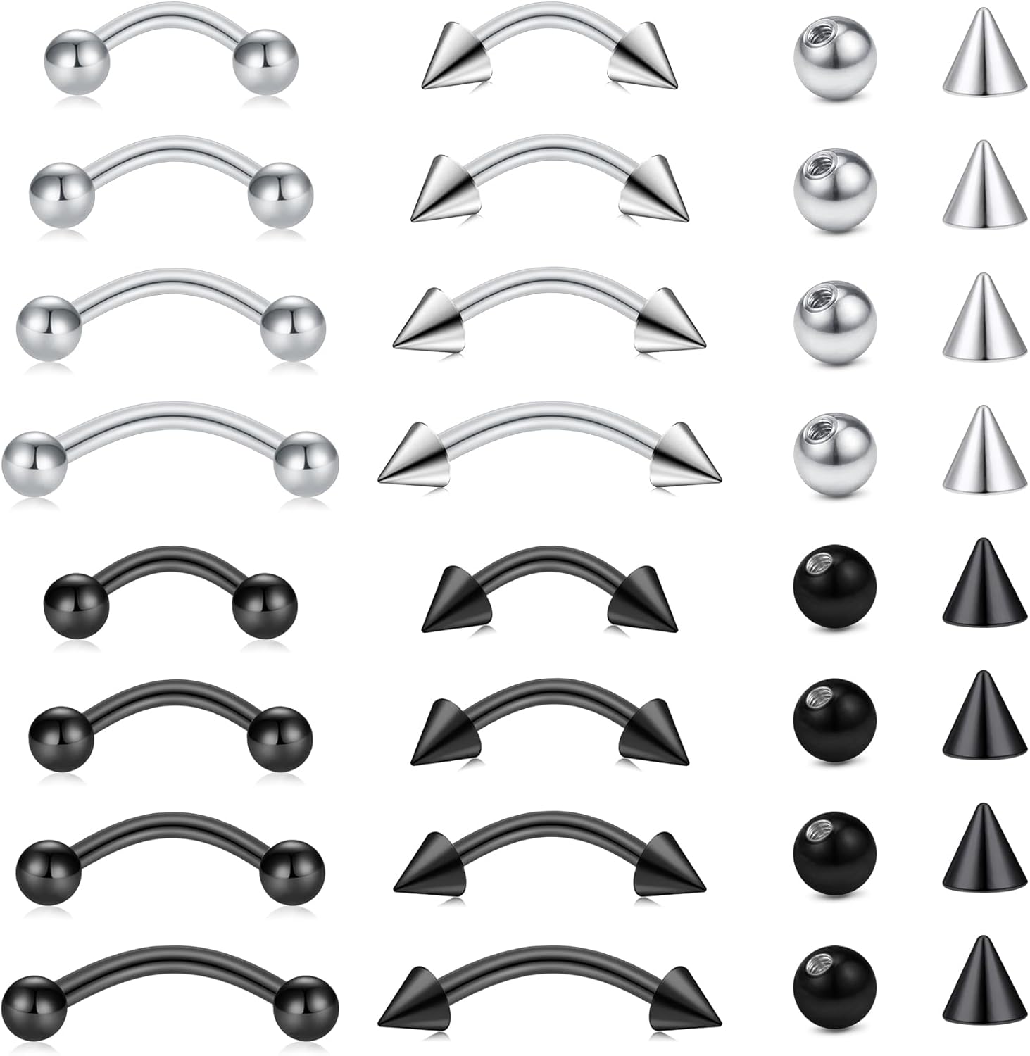 Body Jewelry Changing Kit - 32 szt./zestaw Kolczyki ze stali chirurgicznej,