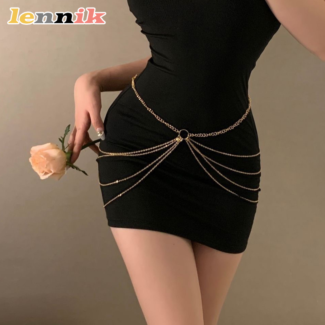 Body Jewelry For Women - LENNIK Metalowy łańcuszek na talię z