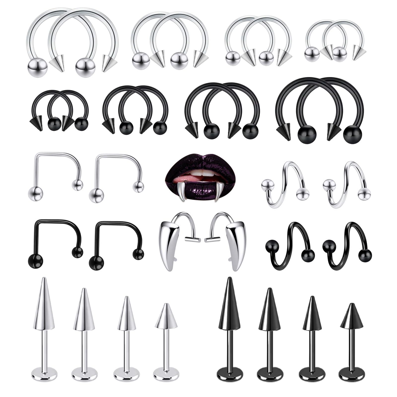 Body Jewelry Vertical Labret - 34pcs / Set 16G Snake Bite