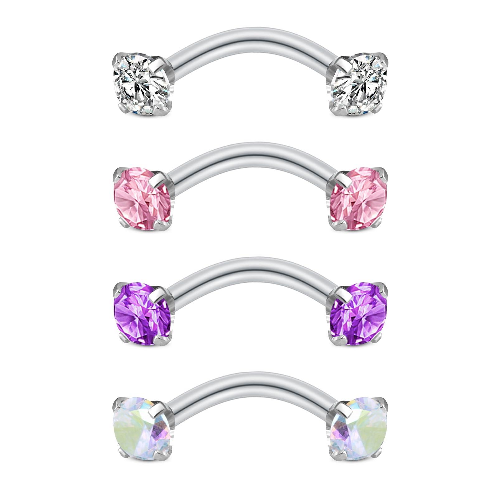 Body Jewelry Vertical Labret - 4 szt. Kolczyki do piercingu Rook,