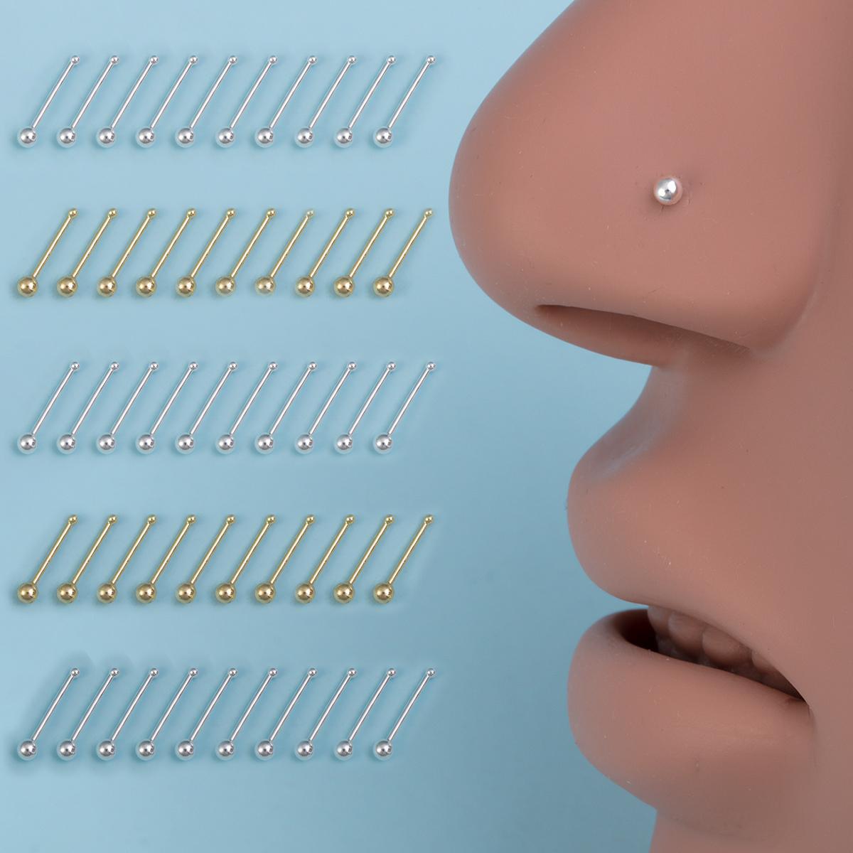Nostril Screw Pin - 10 szt. Kolczyki z kolczykami do