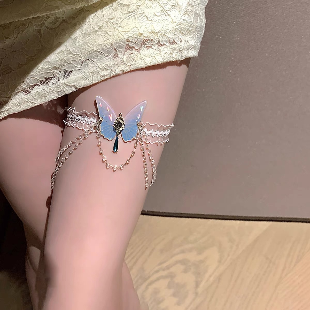 Body Jewels - Modny wzór motyla Elastyczny koronkowy łańcuszek