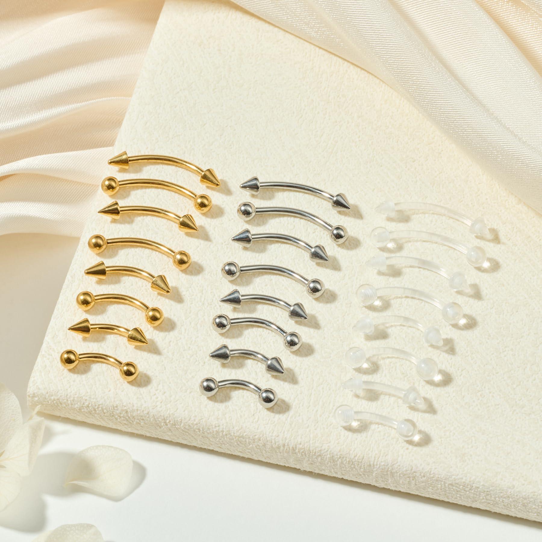 Body Jewelry Vertical Labret - 24 szt. 16G Stal Nierdzewna Zakrzywione