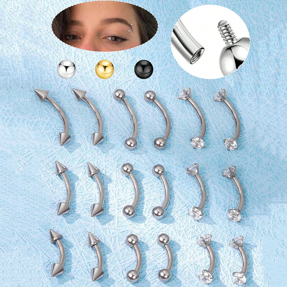 Body Jewelry Vertical Labret - 6 szt. 16G Stal Nierdzewna Mały