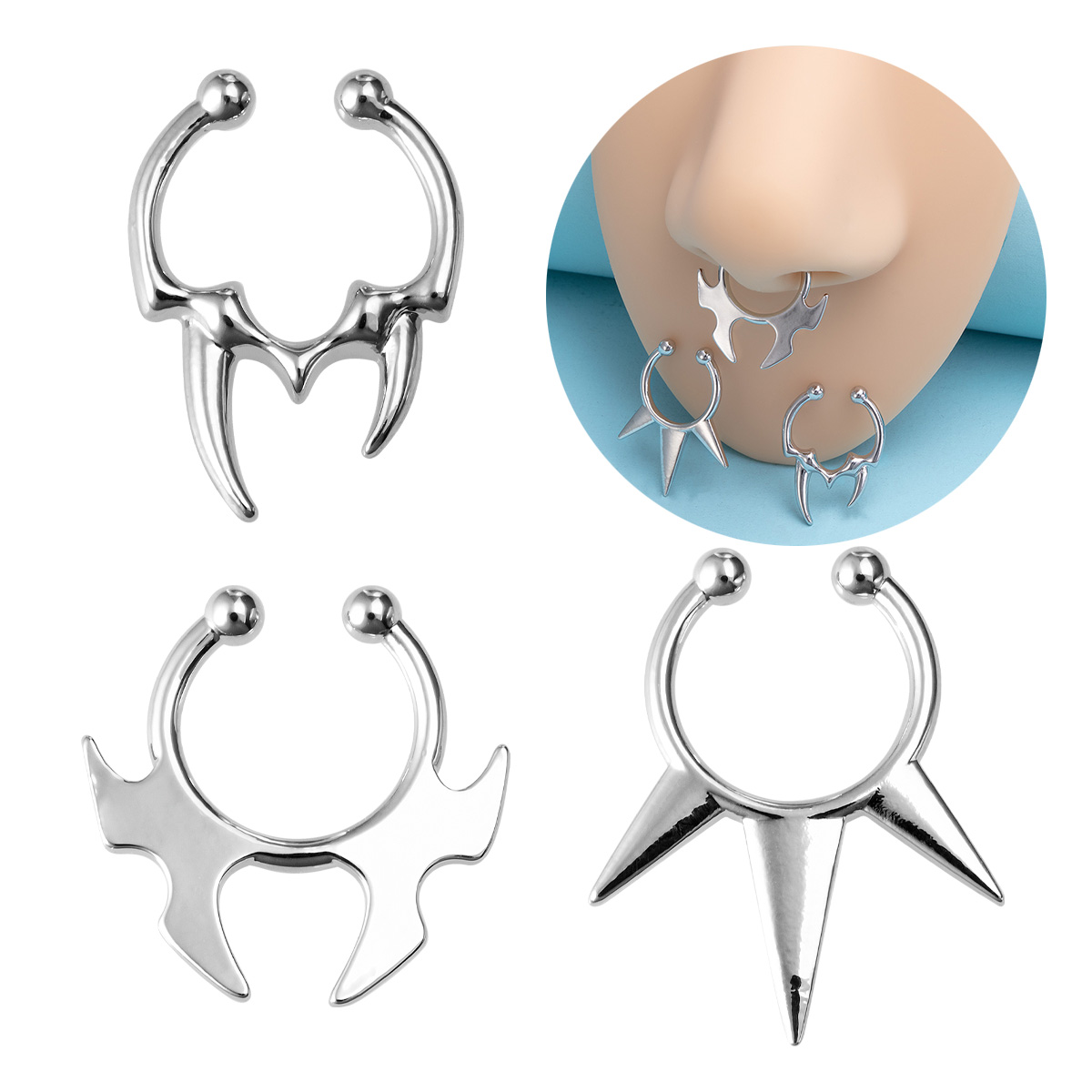 Body Jewelry Implants - 1-3szt Fałszywe pierścienie na nos Hoop