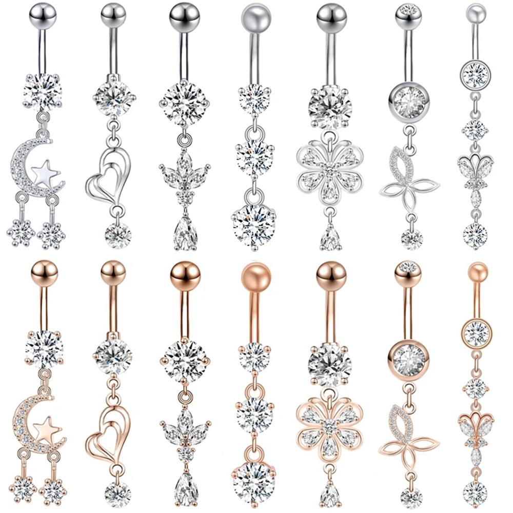 Body Jewelry Real Gold - ZS 14G 1PC Pierścionki do pępka