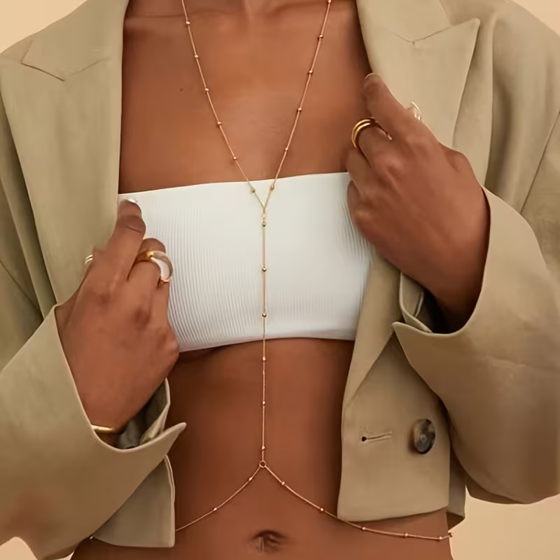 Body Jewelry For Women - Prosty łańcuszek z koralikami w stylu