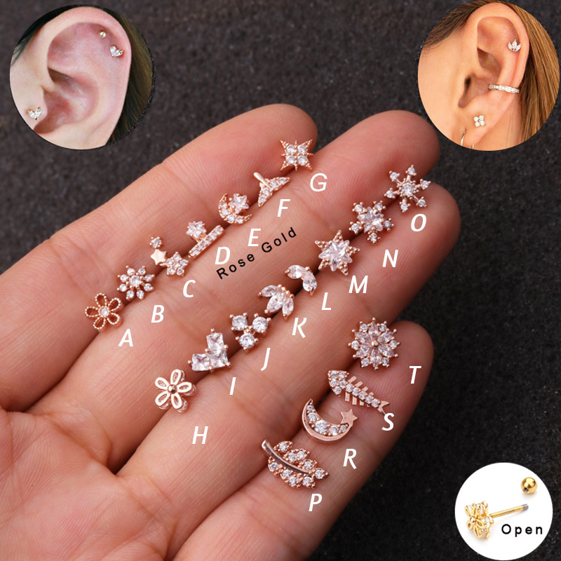 Body Jewelry Tunnels - 1 sztuka 20g różowe złoto Cz