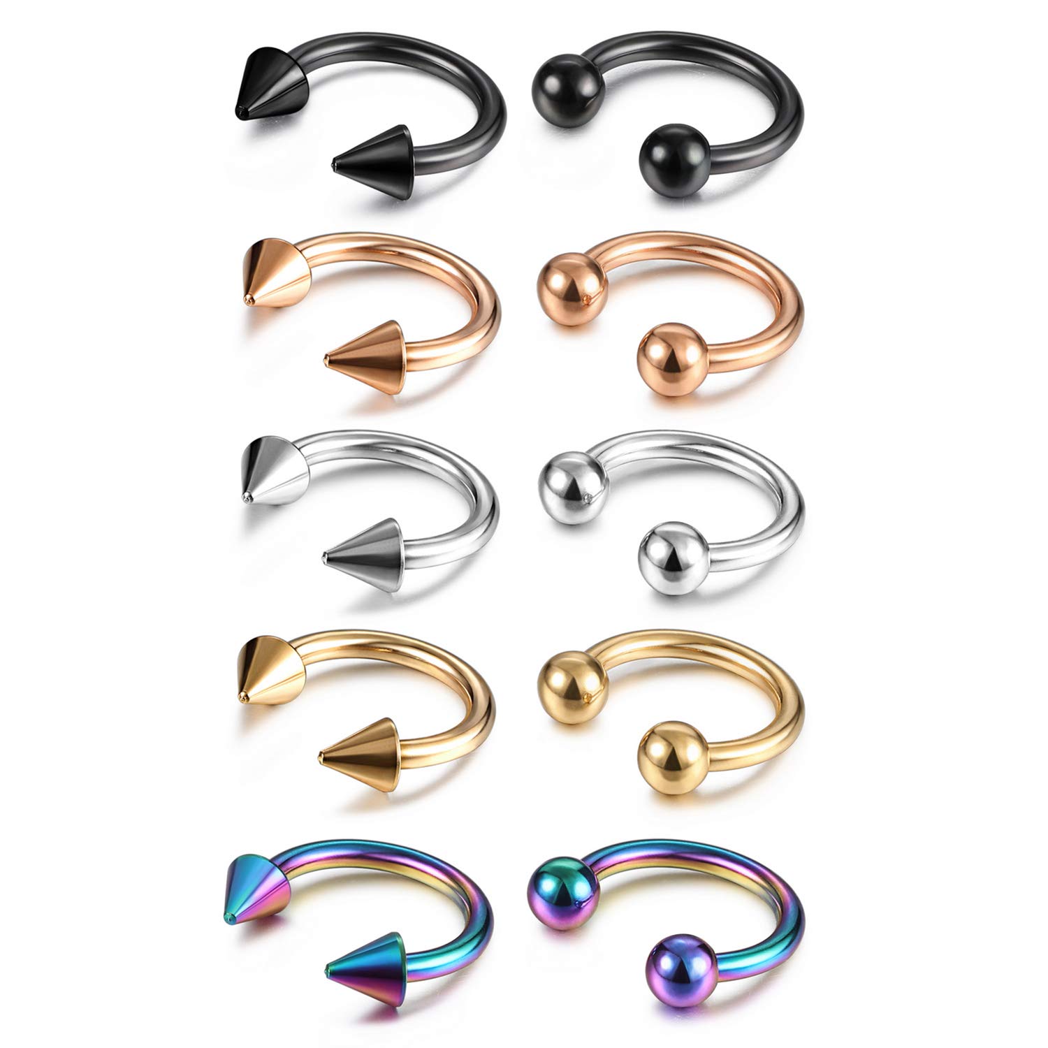 Body Jewelry Changing Kit - Zestaw 10 szt. biżuterii do septum