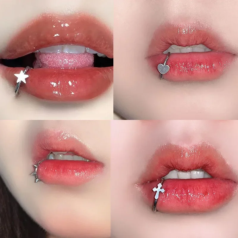 Body Jewelry Vertical Labret - Pierścionek ze stali nierdzewnej na zawiasach