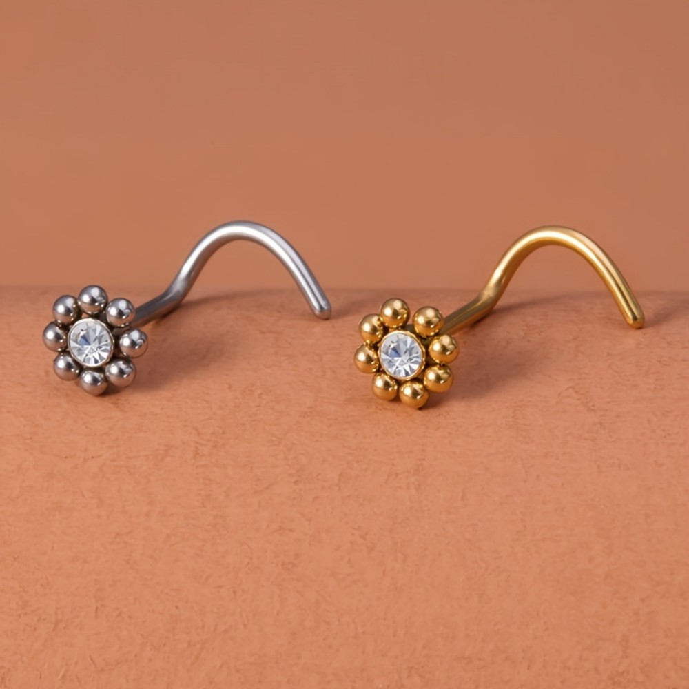 Nostril Screw Pin - 1 sztuk kwiatowego kształtu śruby nos