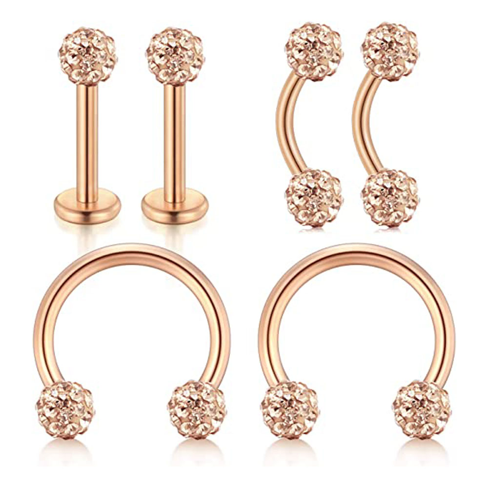 Body Jewelry Vertical Labret - 16G do przodu Helix Conch Rook