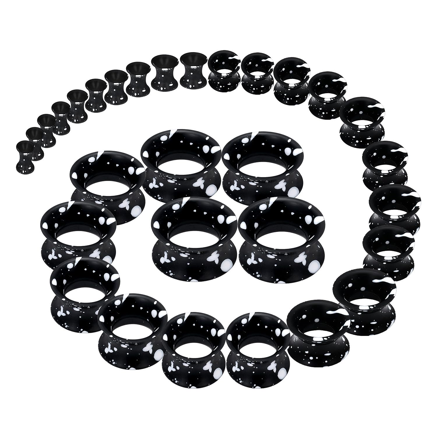 Body Jewelry Gauge Sizes - 2 sztuk Czarne silikonowe słuchawki Tunele