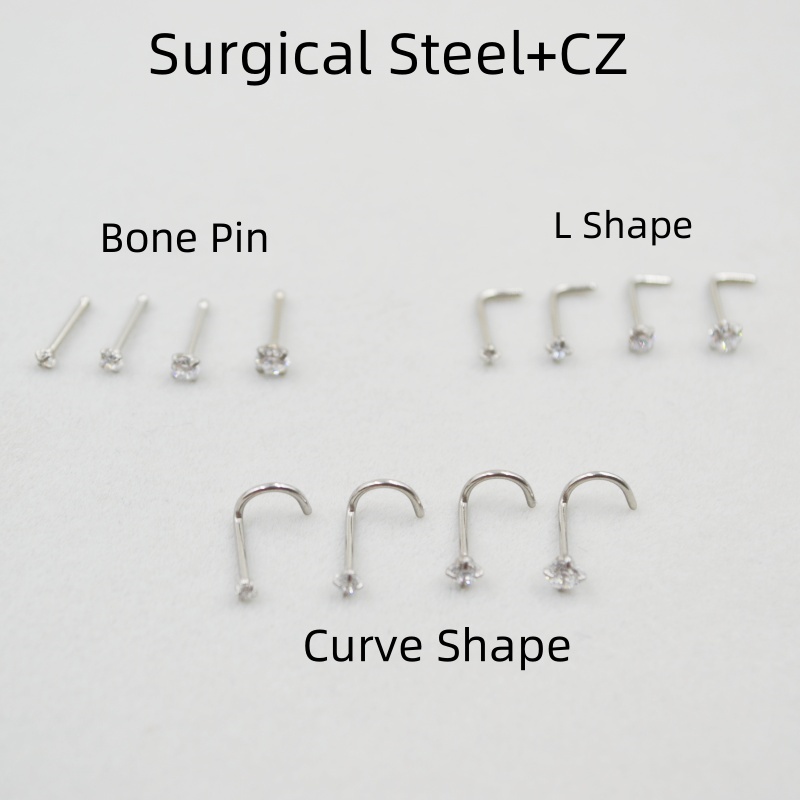 Nostril Screw Pin - Hurtownie 50 sztuk/partia 20G srebrny kolor