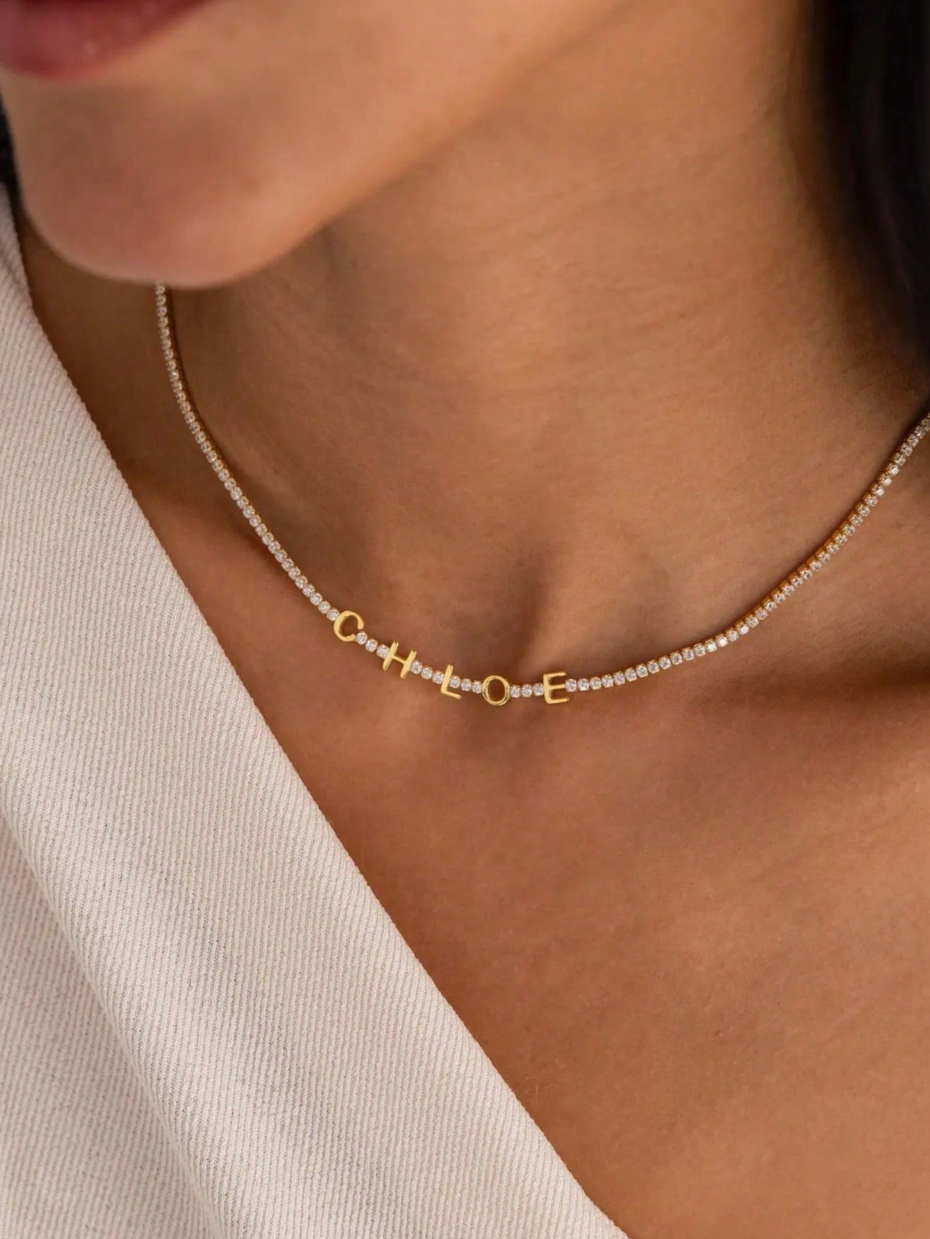 Body Jewelry Unique - Naszyjnik tenisowy z imieniem DOREMI, personalizowany,