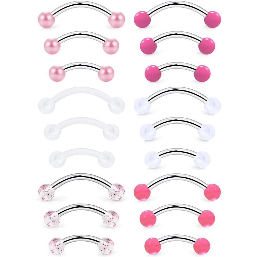 Body Jewelry Vertical Labret - Zestaw 1/18 szt. 16G 6/8/10mm Kolczyk
