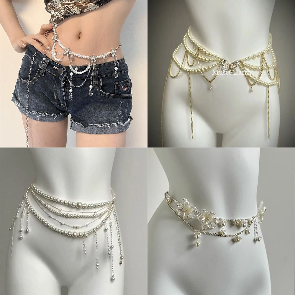 Body Jewels - Eleganckie łańcuszki na talię z perłami,