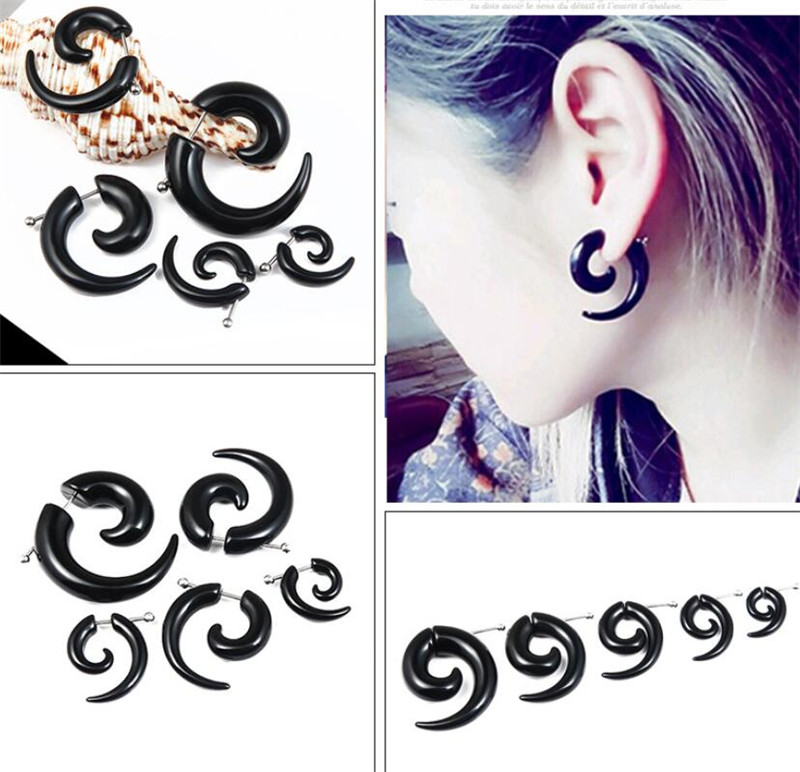 Body Jewelry Tunnels - Punk Black Tribal Spiral Earrings Women
