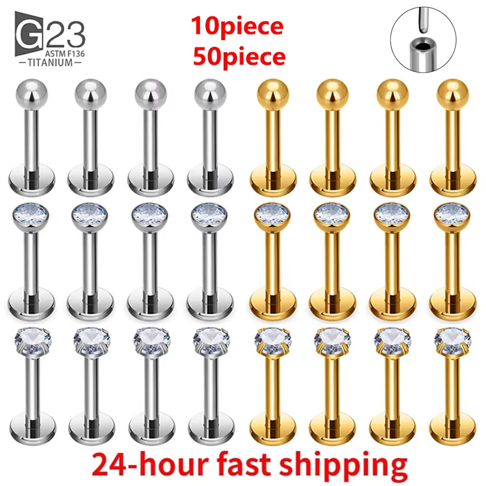 Body Jewelry Changing Kit - 10/50szt 20/18/16g G23 Titanium Piercing CZ