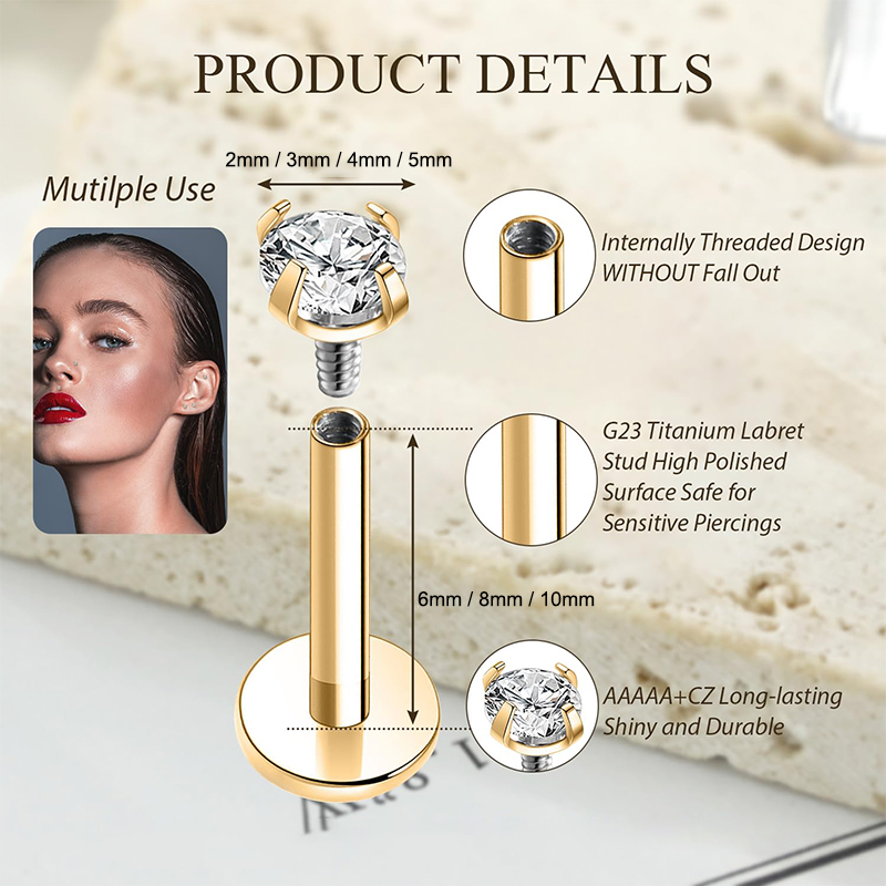 Kolczyki typu stud z cyrkonią  – Body Jewelry Back recenzja i cena