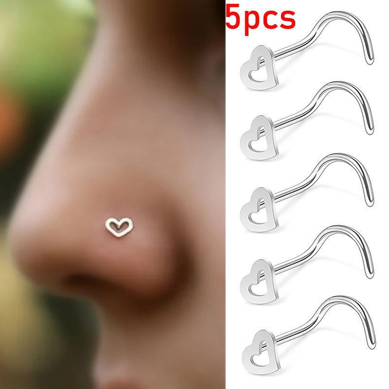 5szt Hollow Heart Nose Stud Se – Nostril Screw Pin recenzja i cena