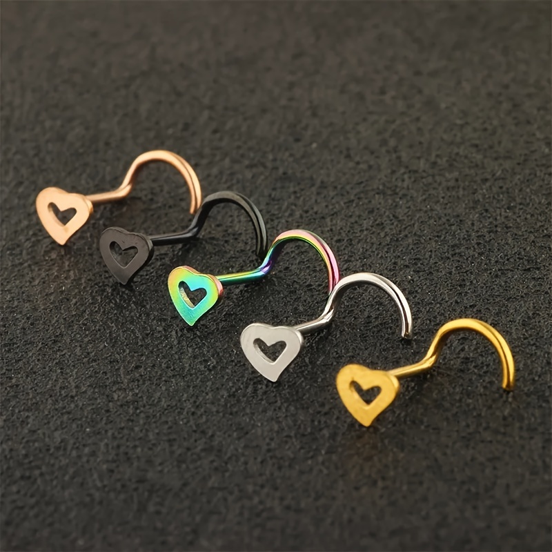 5szt Hollow Heart Nose Stud Se – Nostril Screw Pin recenzja i cena