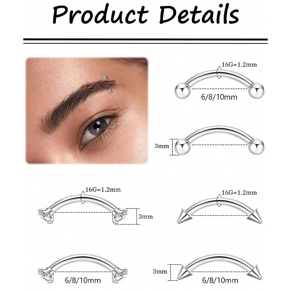 6 szt. 16G Stal Nierdzewna Mał – Body Jewelry Vertical Labret recenzja i cena