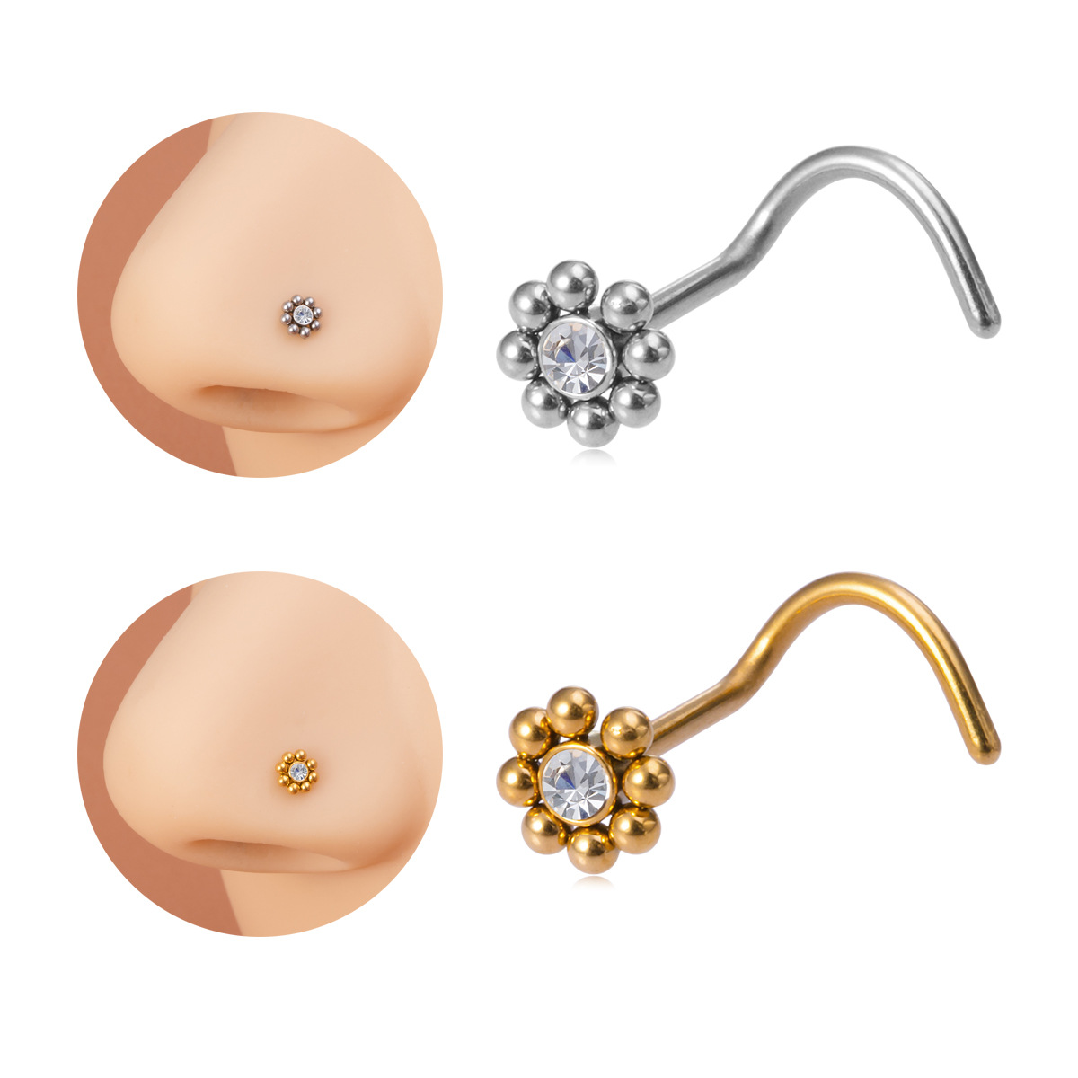 1 szt. kolczyk do nosa w kszta – Nostril Screw Pin recenzja i cena