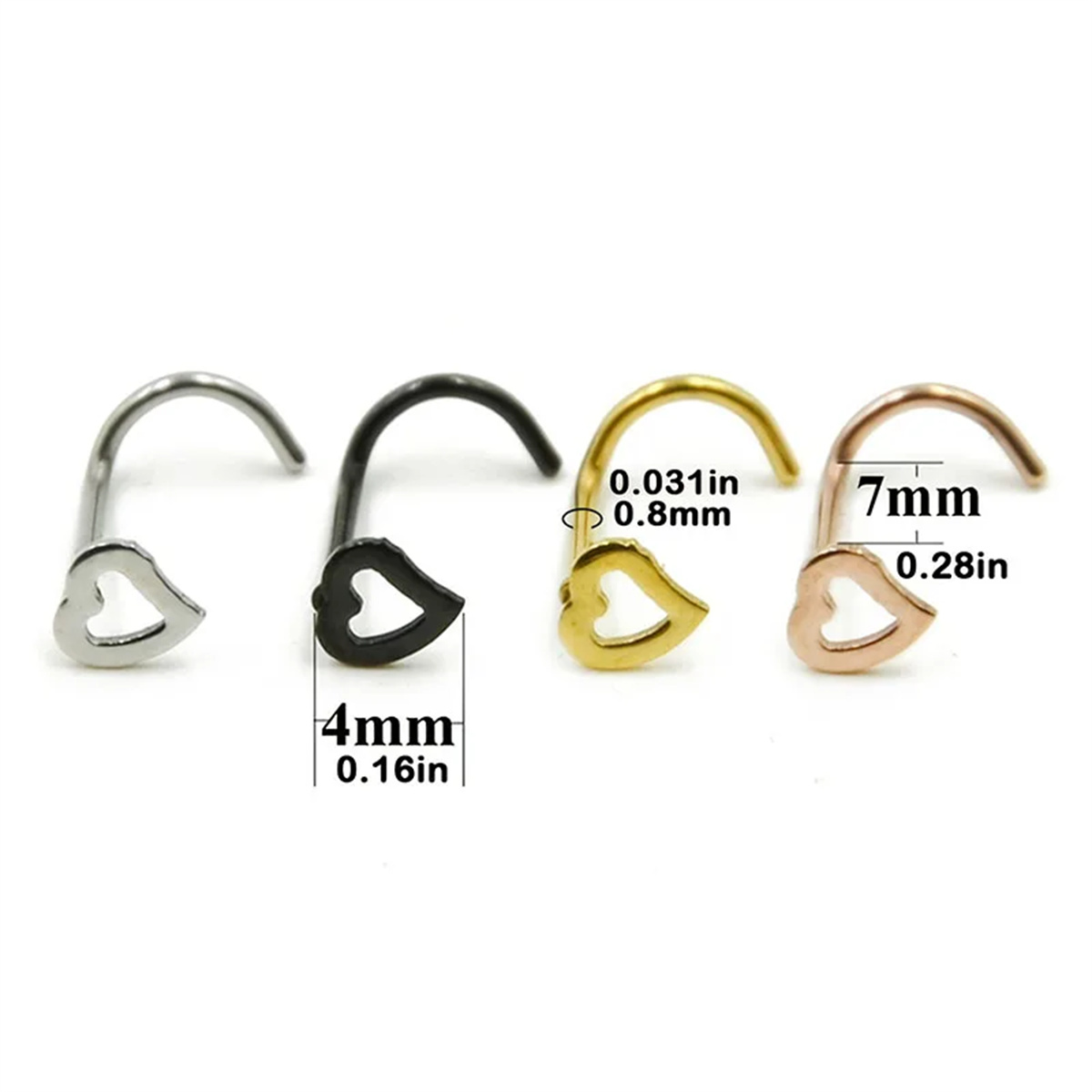 5 sztuk Fashion Hollow Heart S – Nostril Screw Pin recenzja i cena