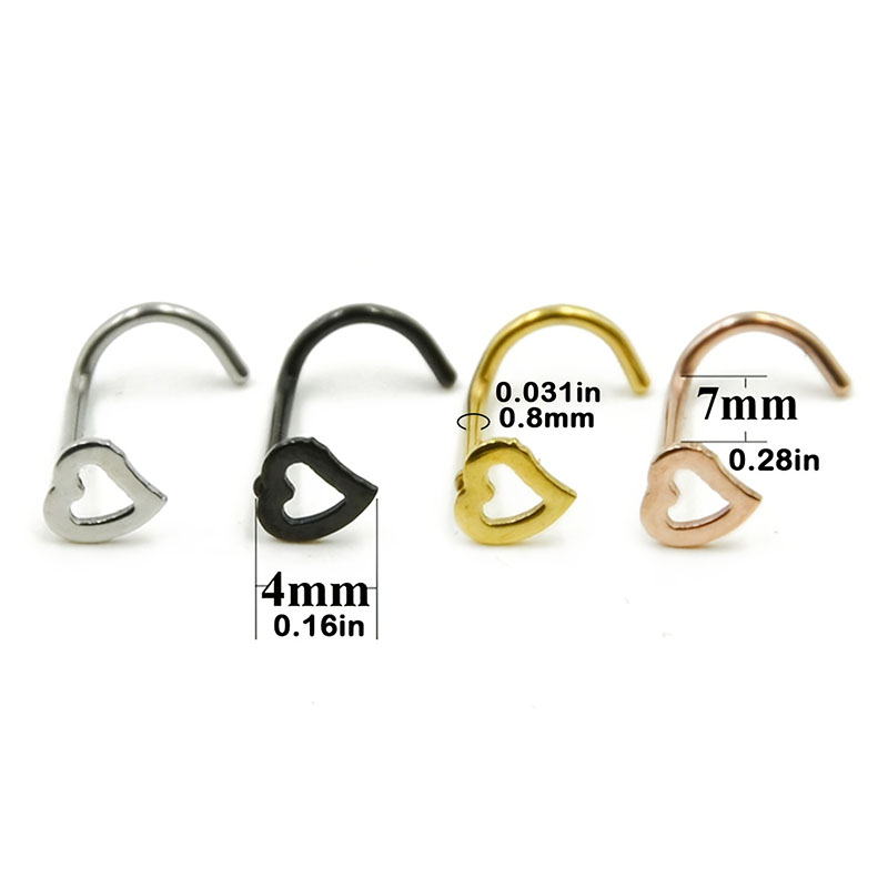 5 sztuk Hollow Heart Nose Stud – Nostril Screw Pin recenzja i cena