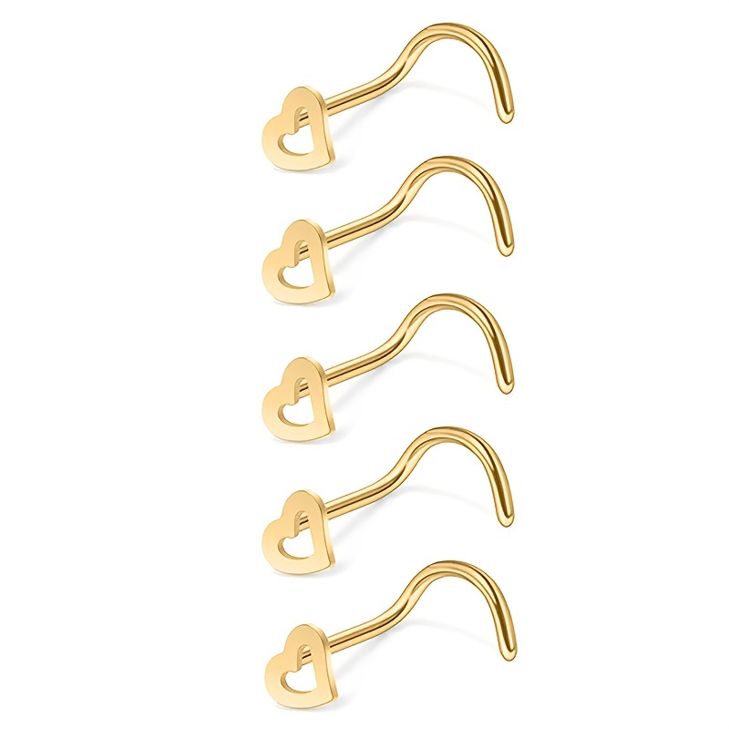 5 sztuk Hollow Heart Nose Stud – Nostril Screw Pin recenzja i cena