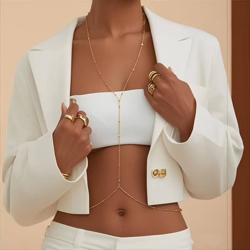 Prosty łańcuszek z koralikami  – Body Jewelry For Women recenzja i cena