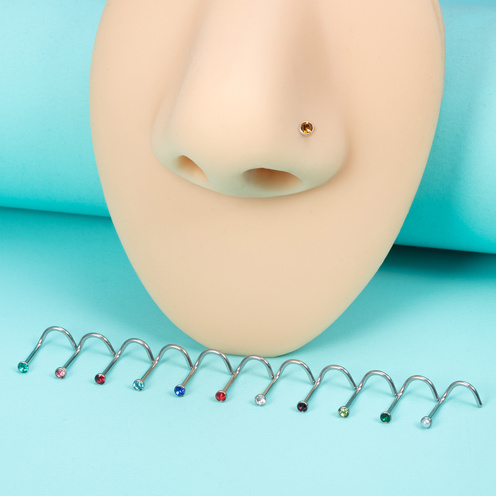 12PCS Birthstone CZ Nose Stud  – Nostril Screw Pin recenzja i cena