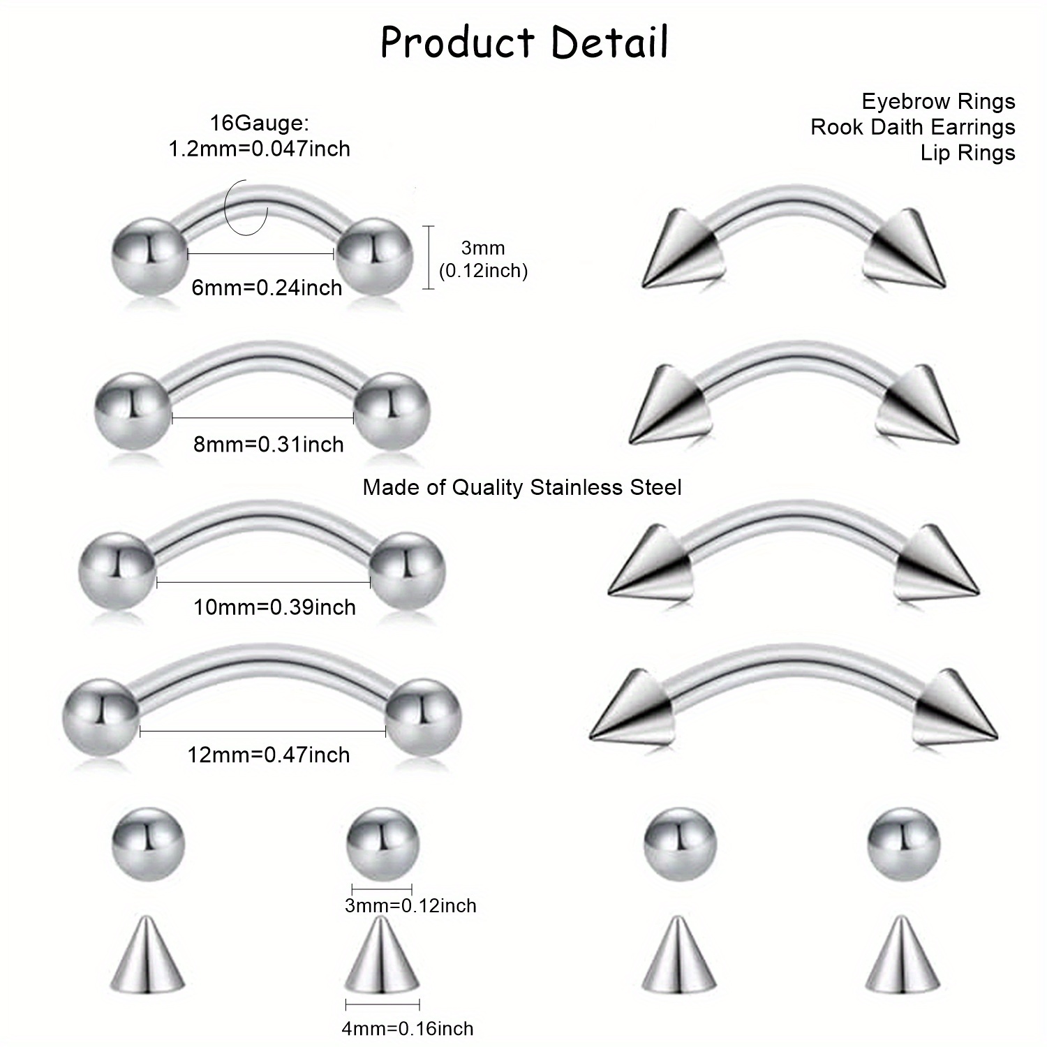 8 sztuk Rook Piercing Biżuteri – Body Jewelry Vertical Labret recenzja i cena